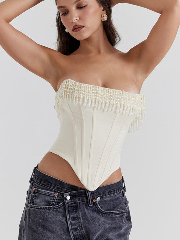 Levoire | Sexy Retro Crème Hottie Cuir Kalannahka Haut Serré Blanc