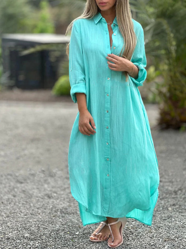 Levoire | Vêtements pour femmes Robe Kaftan à manches longues Heureuse Reversi Kirkas bleu