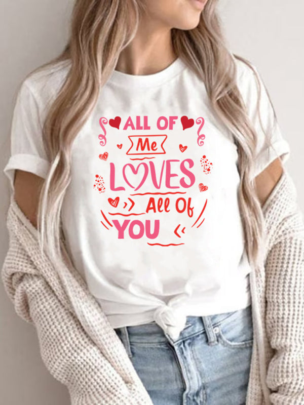 Levoire | T-shirt imprimée pour femmes nouvelle Saint-Valentin Col rond à manches courtes Vesimelonapuna