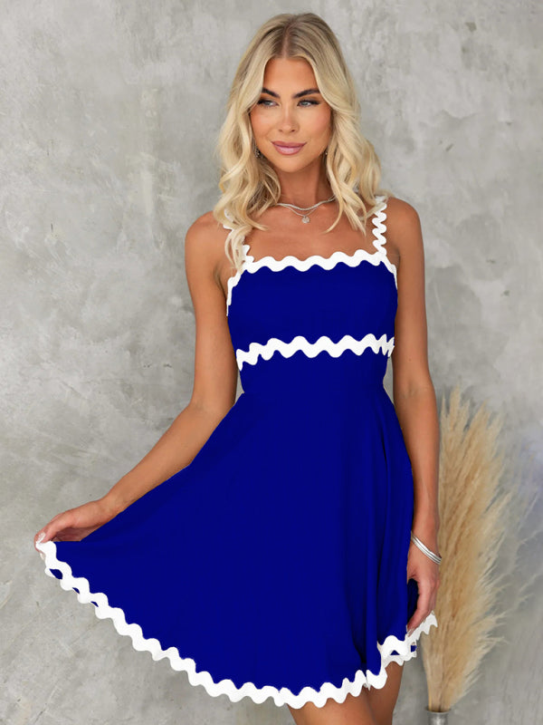 Levoire | Nouvelle fraîche et mignonne robe sexy courte unie sans bretelles Sininen