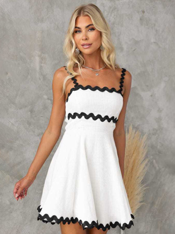 Levoire | Nouvelle fraîche et mignonne robe sexy courte unie sans bretelles Blanc