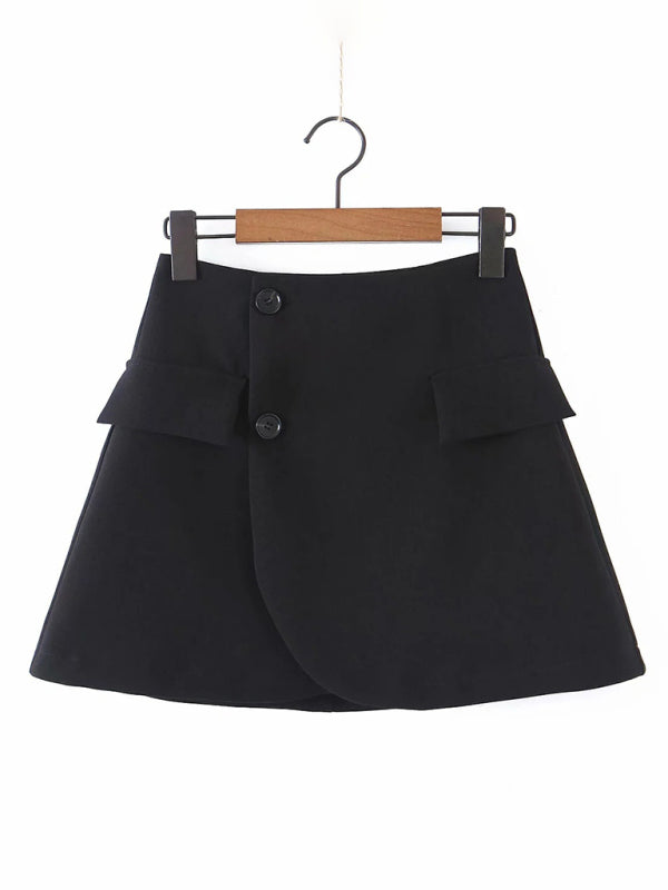 Levoire | Nouvelle veste courte décontractée à bouton en biais tendance + ensemble jupe haute à poches