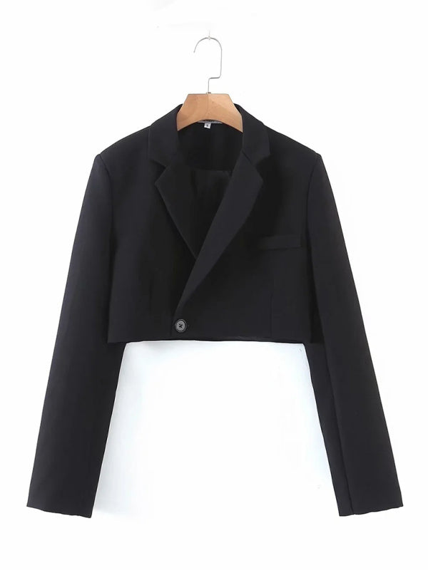 Levoire | Nouvelle veste courte décontractée à bouton en biais tendance + ensemble jupe haute à poches