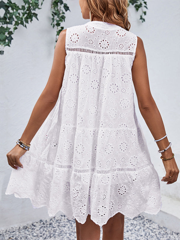 Levoire | Robe babydoll en dentelle patchwork nouvelle pour femmes style vacances