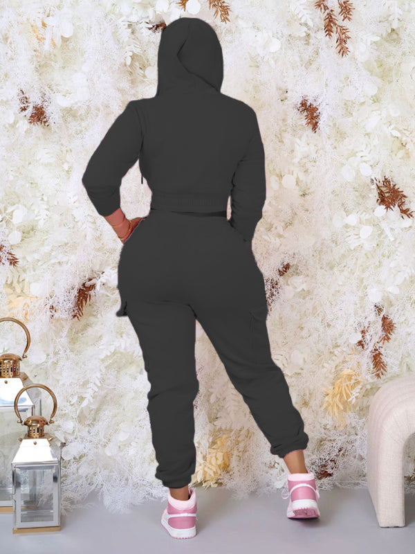 Levoire | élégant sweat à capuche unicolore et pantalon à cordons ensemble deux pièces