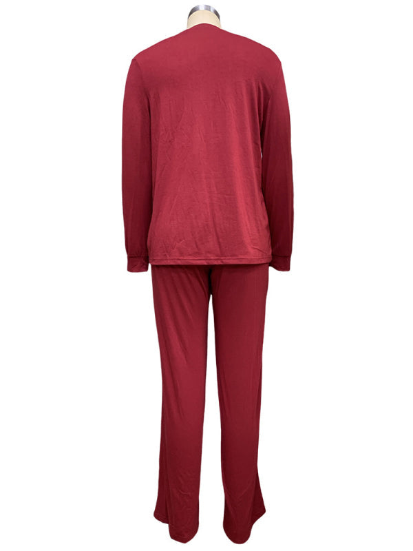 Levoire | Nouveau t-shirt tendance à manches longues, pantalon droit, costume deux pièces