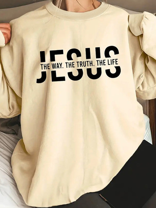 Levoire | Nouveau sweat-shirt à col rond imprimé à manches longues Cracker kaki