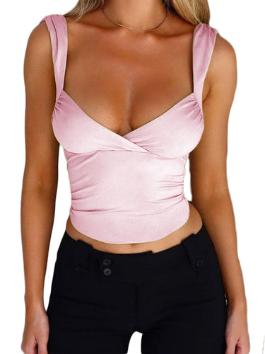Levoire | Printemps et été femmes pulls croisés grand décolleté en V dos ouvert traçage de ruban top modèle