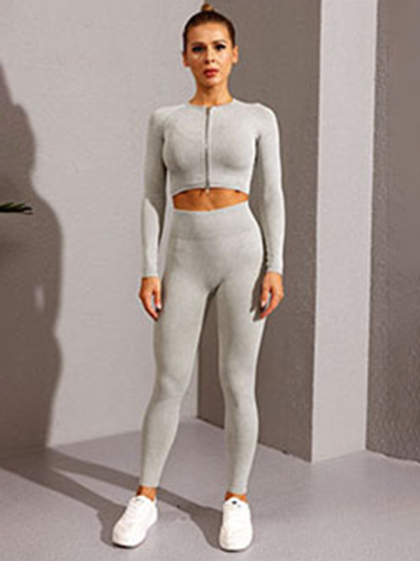 Levoire | Nouveau multicolore fitness à manches longues yoga à manches longues gilet zippé Vert