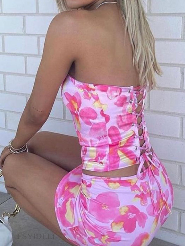 Levoire | Naisille Ny Putkitoppi Sexy Design Fleur Tunique Top Mette Jupe Accentuant Hanches Robe