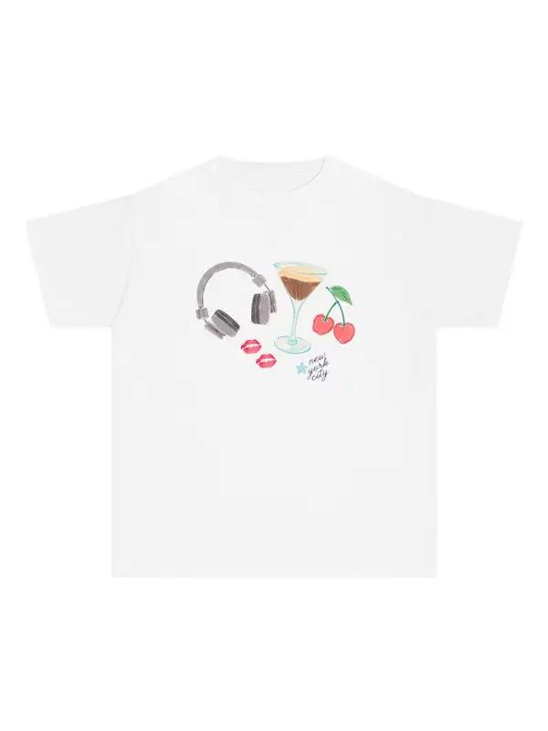 Levoire | T-shirt graphique imprimée ajustée pour dames à manches courtes