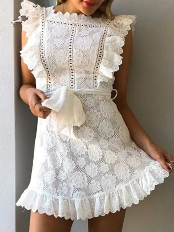 Levoire | Nouvelle robe en spandex brodée pour femme Blanc