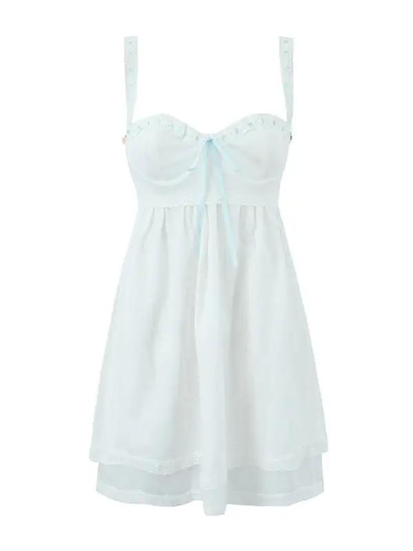 Levoire | Nouvelle robe porte-jarretelles à encolure carrée et jolie mini robe Blanc