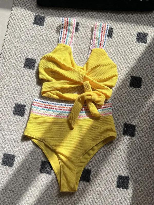 Levoire | Nouvelle série de bandeau arc-en-ciel Taille haute Maillot de bain deux pièces Bikini
