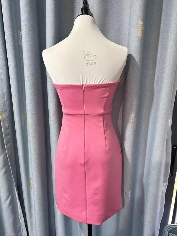Levoire | Nouveau haut sans manches avec détails de nœud sexy dos nu doublé jupe ajustée couvrante aux hanches robe d'anniversaire