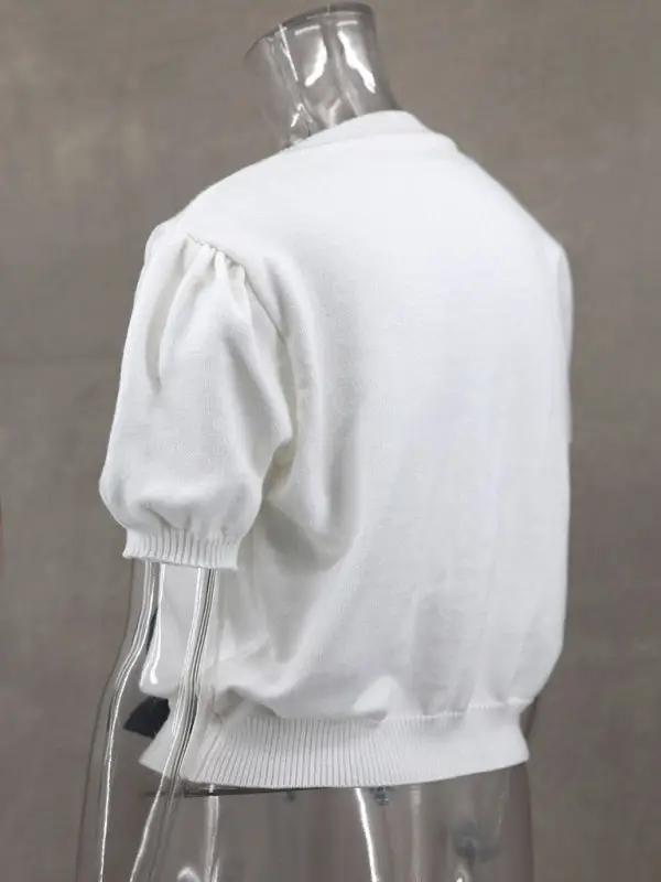 Levoire | Nouveau col en V à manches courtes personnalisé double nœud pull uni