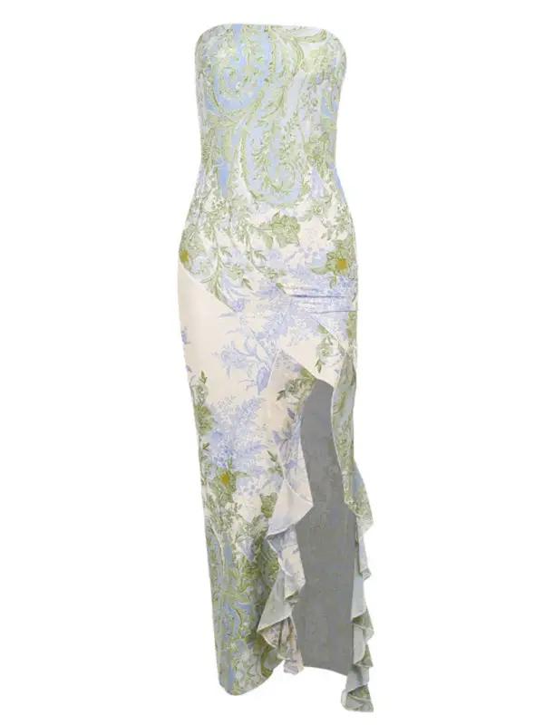 Levoire | Nouvelle style élégant en mesh imprimé slim-fit tube haut robe