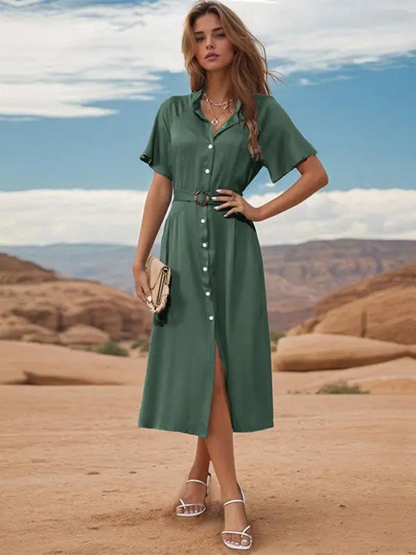Levoire | Nouveau style revers à un rang robe verte