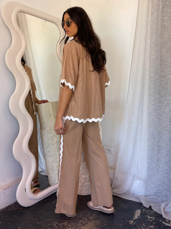 Levoire | Nouveau style de pantalons à taille ajustable et décontractés à une rangée à bout pointu et de tenue de chemise
