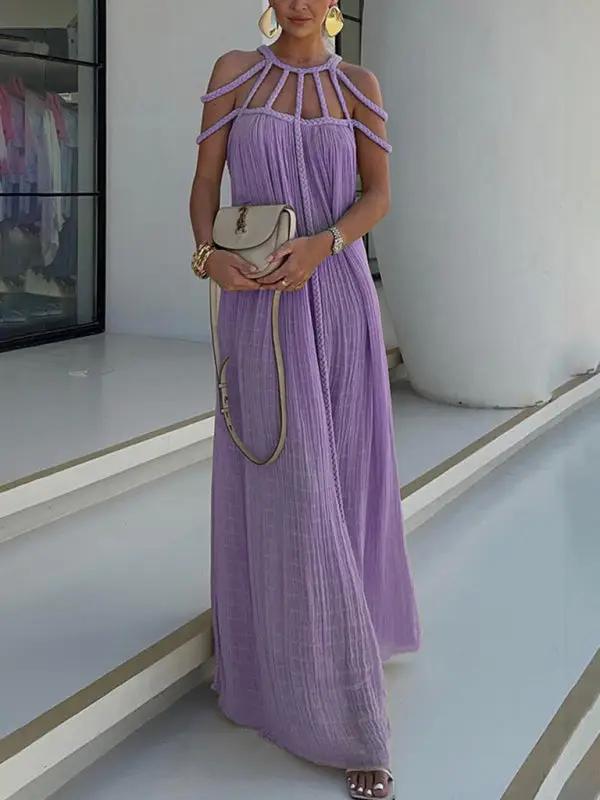 Levoire | Nouvelle robe d'été décontractée à cordon Violet TAILLE GRATUITE