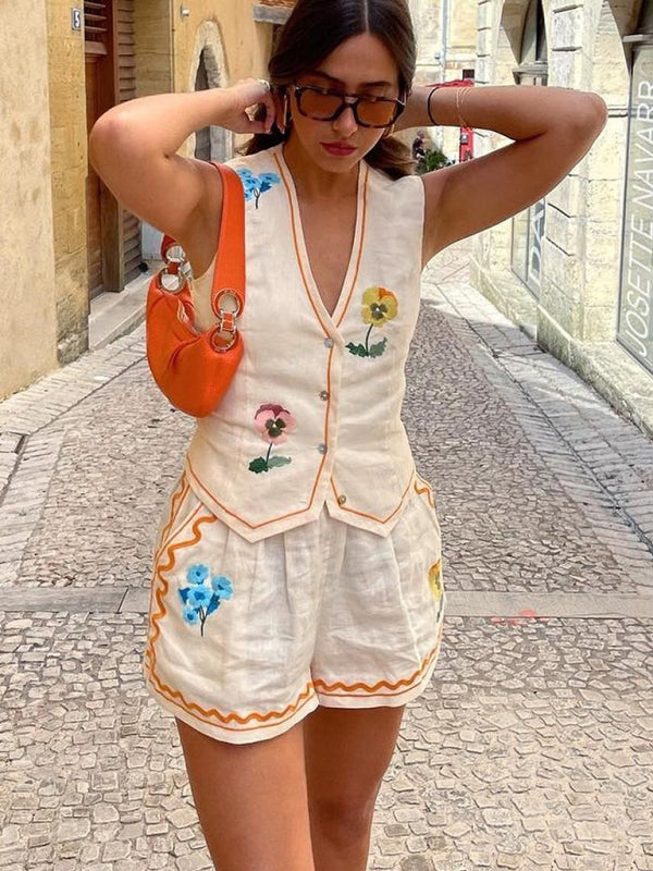 Levoire | Nouvelle robe sans manches imprimée gilet décontractée ample ensemble bi-matière vacances