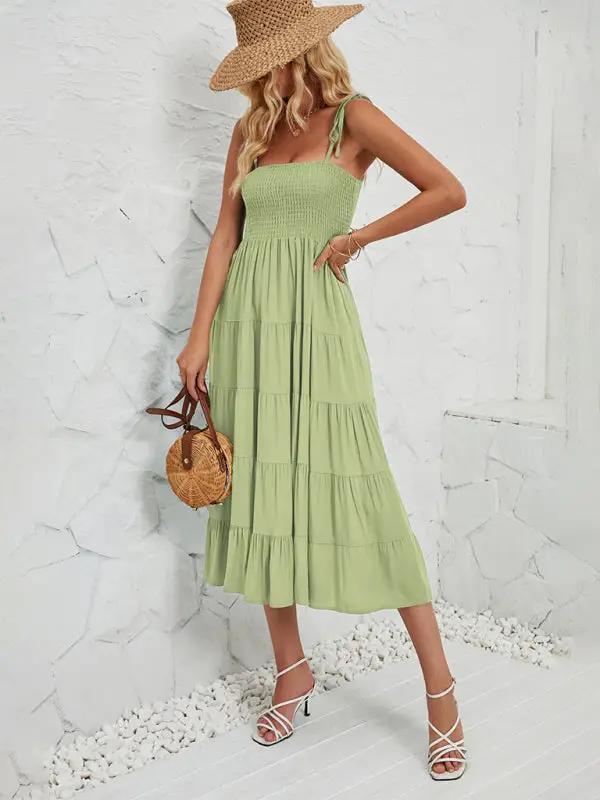 Levoire | Robe longue à bretelles fines sans manches Hottie Vert herbe