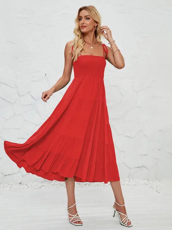 Levoire | Robe longue à bretelles fines sans manches Hottie Rot