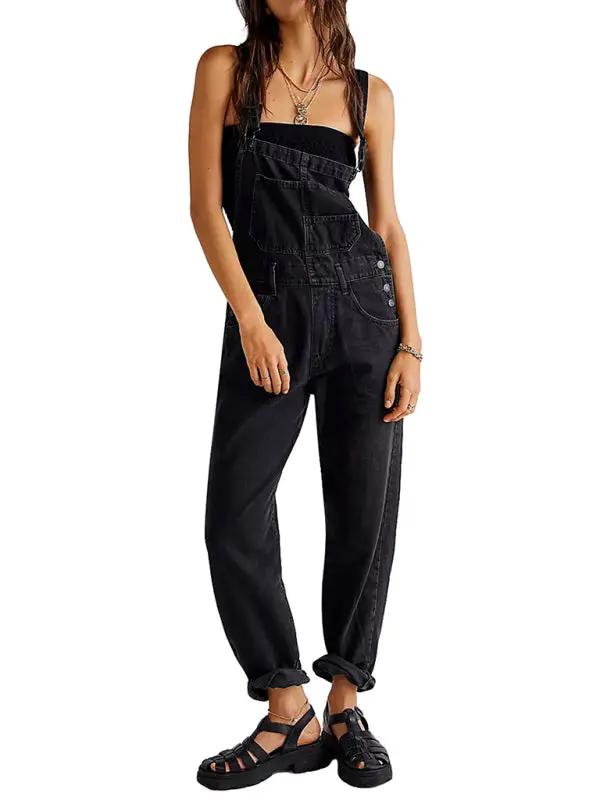 Levoire | Nouveau style combinaison décontractée en denim lâche Noir