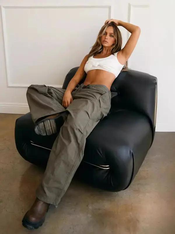 Levoire | Tops cami unicolores sexy courtes sans dos en décolleté profond à nœud