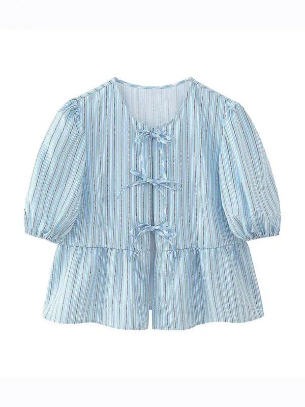 Levoire | Modern, décontracté et polyvalent, chemise à cordon en multicolore Kirkas bleu