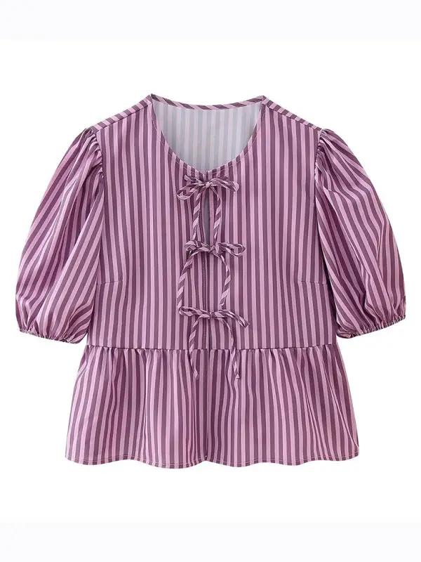 Levoire | Modern, décontracté et polyvalent, chemise à cordon en multicolore Purppura