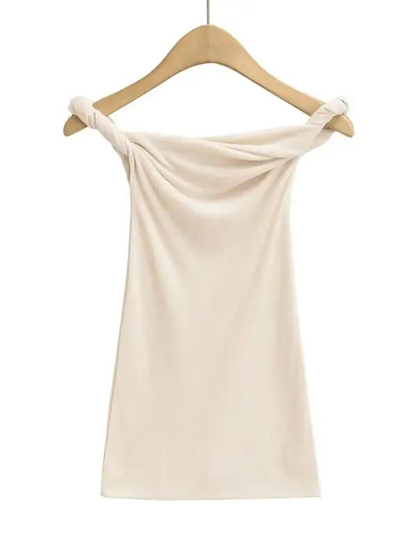 Levoire | Nouveau design crâne col en ligne sexy fille mince T-shirt unicolore Cracker khaki