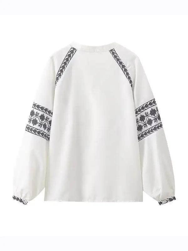 Levoire | Nouvelle vêtement pour dames polyvalent broderie personnel contrastant chemise