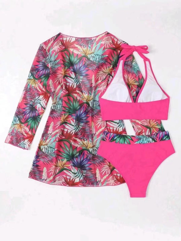 Levoire | Nouveau bikini sexy push-up décolleté en mesh imprimé trois pièces