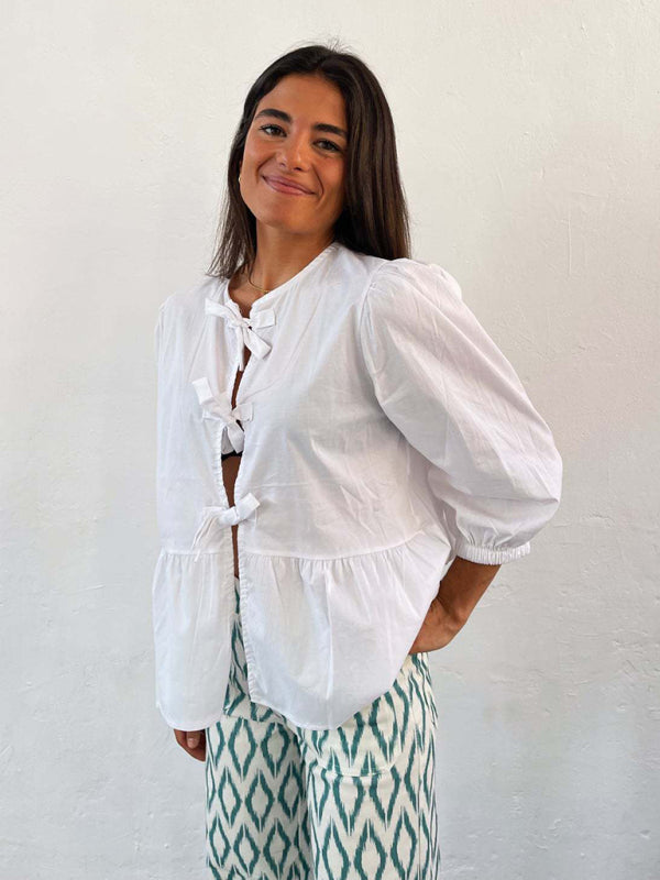 Levoire | Nouvelle chemise patchwork à rayures pointues mi-manches lâches