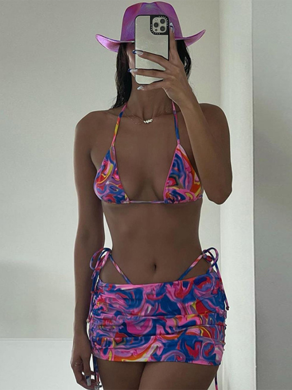 Levoire | Sexy sous-vêtement, tendance jupe couvrante, maillot de bain décontracté et ensemble de bikini Rosa
