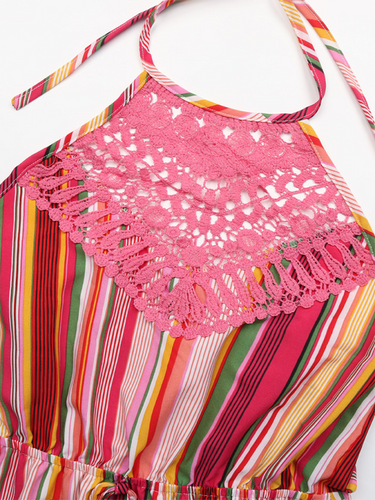 Levoire | Nouvelle jupe à inserts pointus sans manches Commerce extérieur Robe à rayures halter
