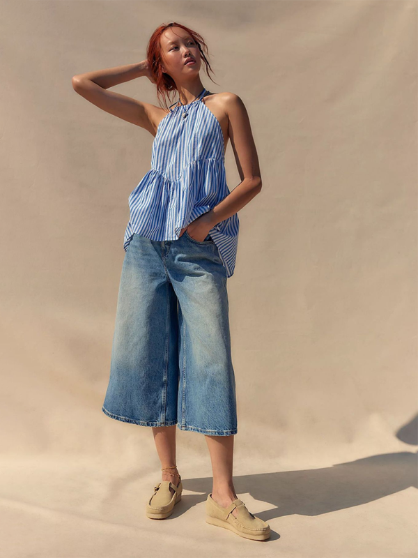 Levoire | Nouvelle mode Y2K pour femmes top sexy à rayures sans bretelles Bleu