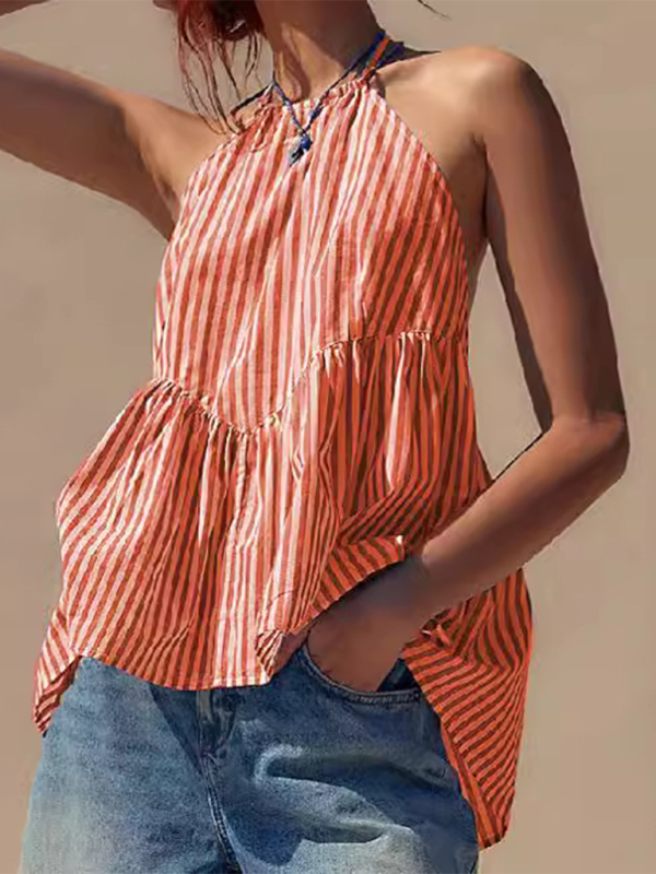 Levoire | Nouvelle mode Y2K pour femmes top sexy à rayures sans bretelles Orange