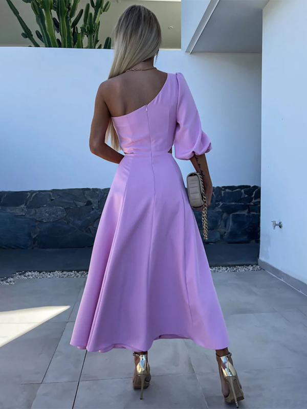 Levoire | Nouvelle robe de soirée décontractée avec ouverture d'épaule en biais et double couche