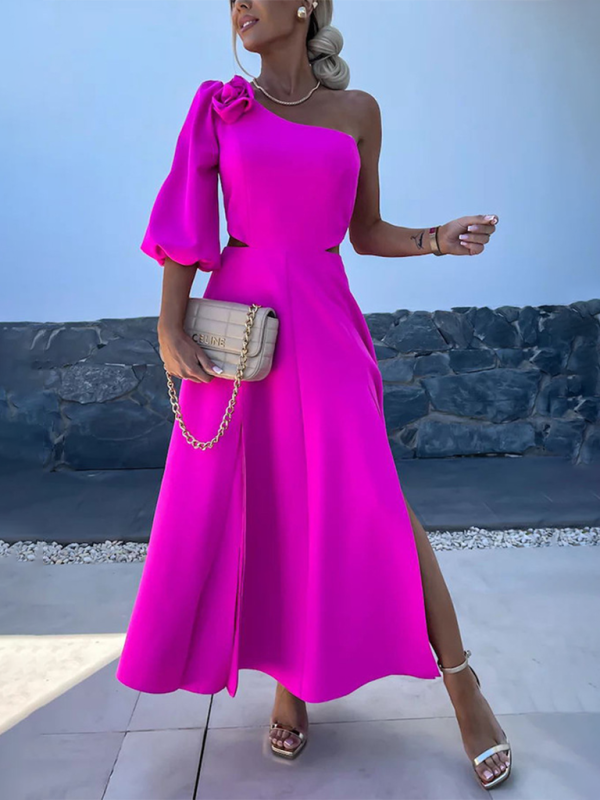 Levoire | Nouvelle robe de soirée décontractée avec ouverture d'épaule en biais et double couche