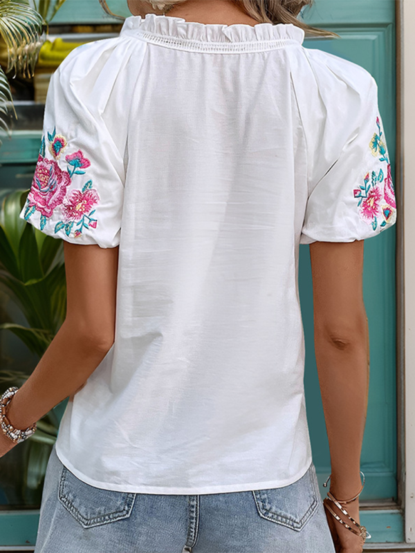Levoire | Nouvelle chemise blanche brodée avec des manches raglan