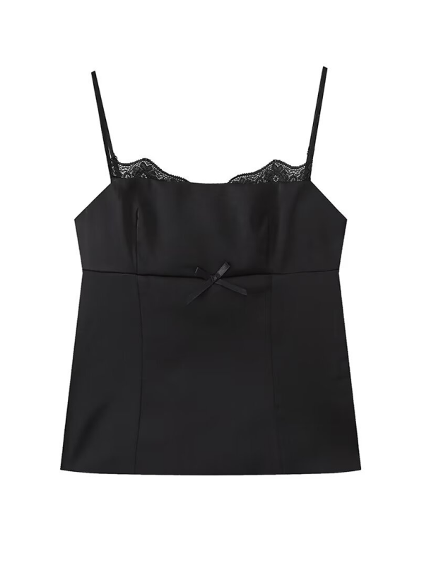 Levoire | Femme tendance et polyvalente chemise à satin slim-fit à bretelles Noir