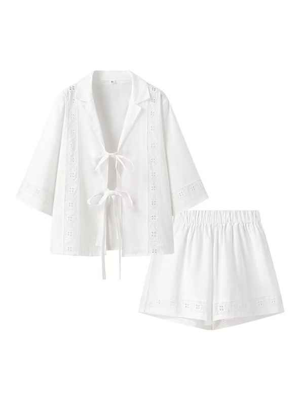 Levoire | Pour femmes Sans manches Chemisier à manches courtes + Pantalon court Ensemble
