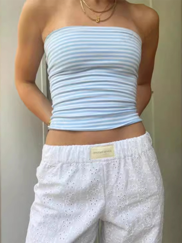 Levoire | Nouveau haut Carmen rayé tendance pour dames