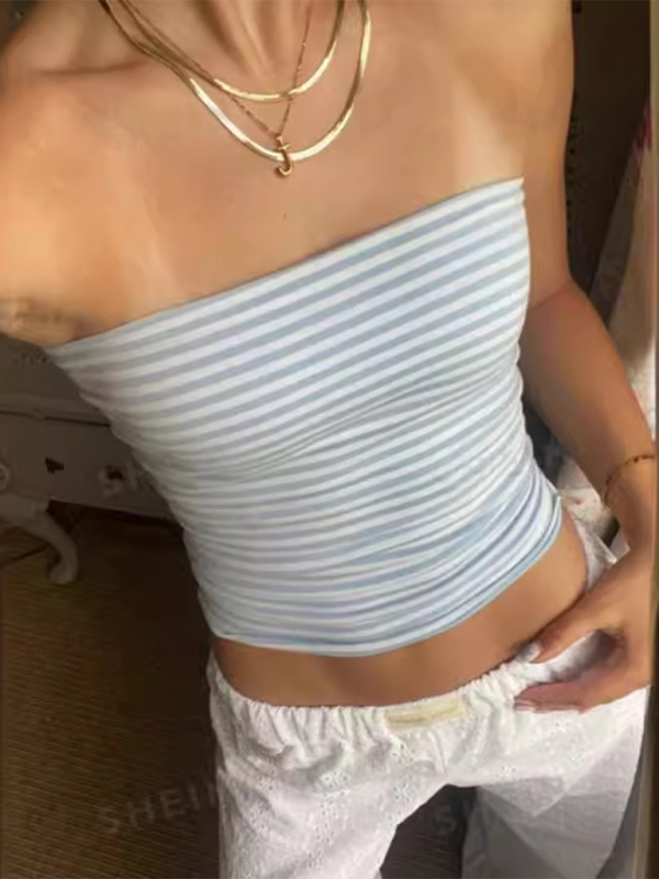 Levoire | Nouveau haut Carmen rayé tendance pour dames