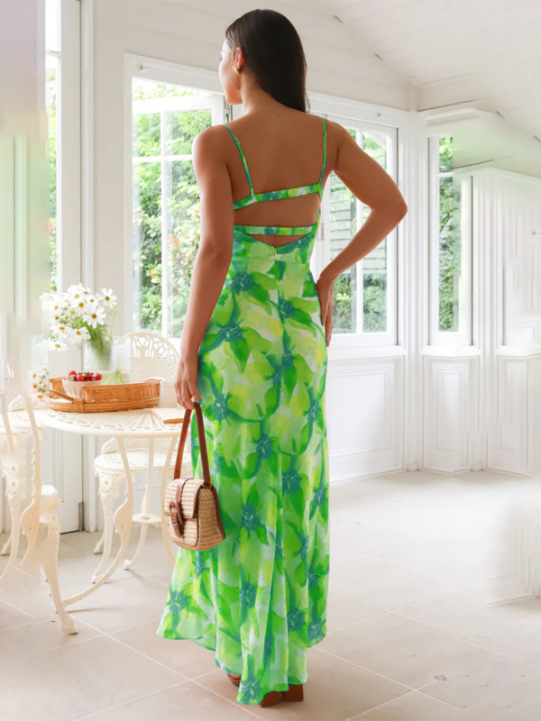 Levoire | Design de fleurs d'été frais et doux, robe midi sans dos
