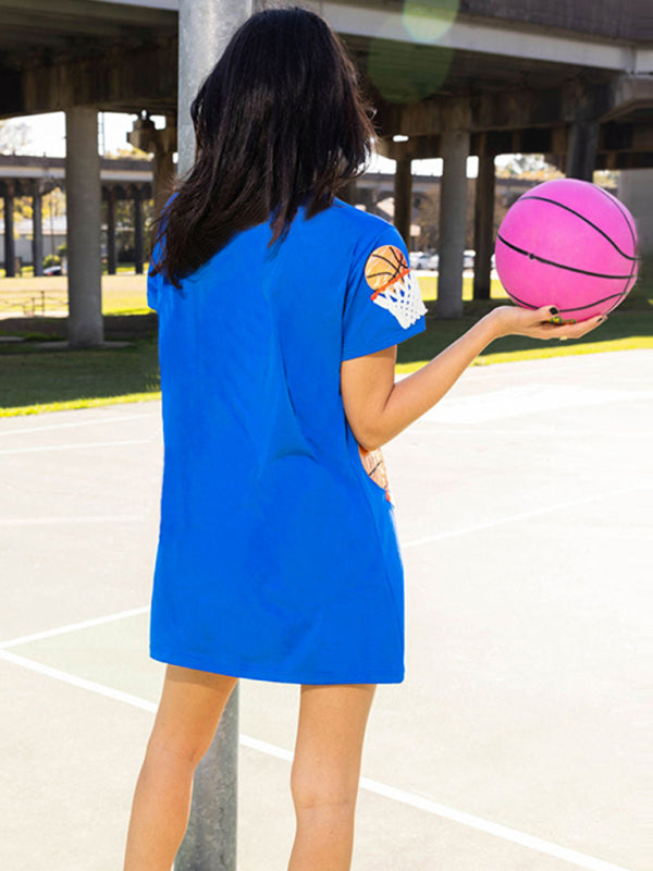 Levoire | Nouveau T-shirt Robe à Paillettes de Basketball à Manches Courtes Multicolore