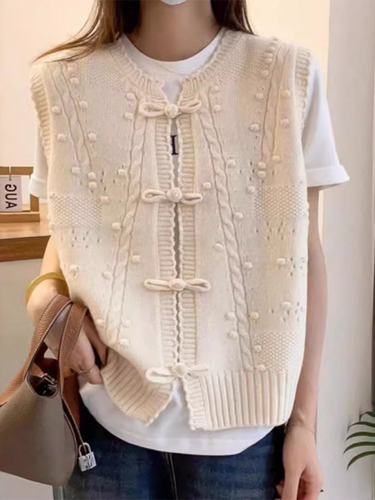 Levoire | Design de col pointu  tridimensionnel à broche gilet tricoté loose doux cireux superposé