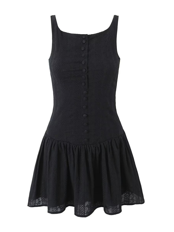 Levoire | Sans bretelles, grande, dos nu, slim, bordé de dentelle, à une nageoire, robe courte Noir